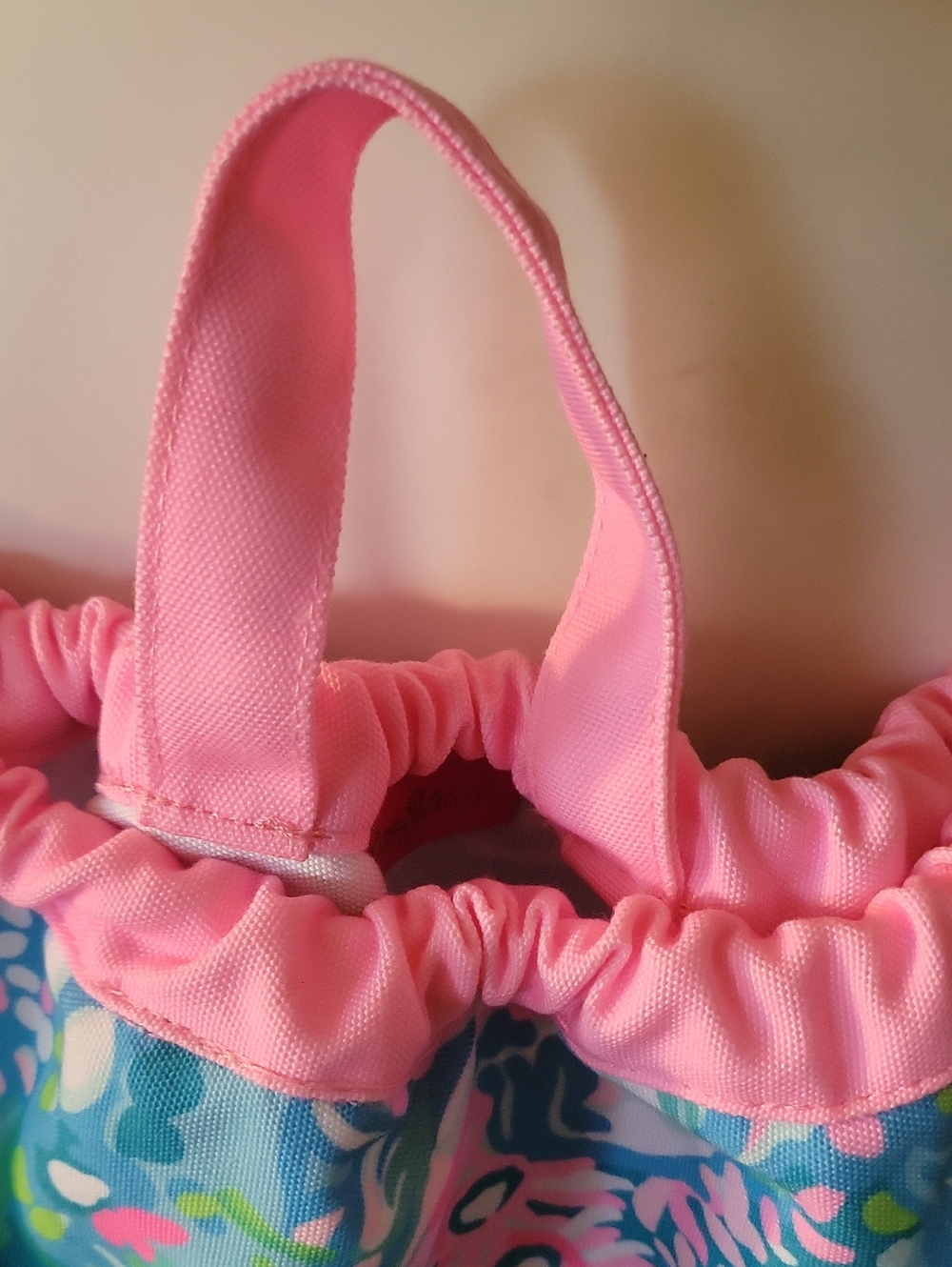 Colorful Floral Beach Tote with Pink Trim - Picture 3 of 4